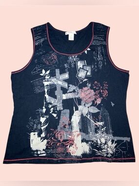 Black NYC Graphic Scoop Tank Top
